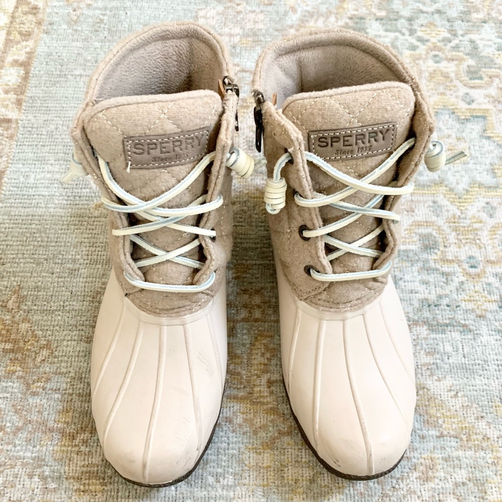 Sperry Saltwater Duck Boots Sperry Women's Syren Gulf Wool Quilt 7 Ivory Cream